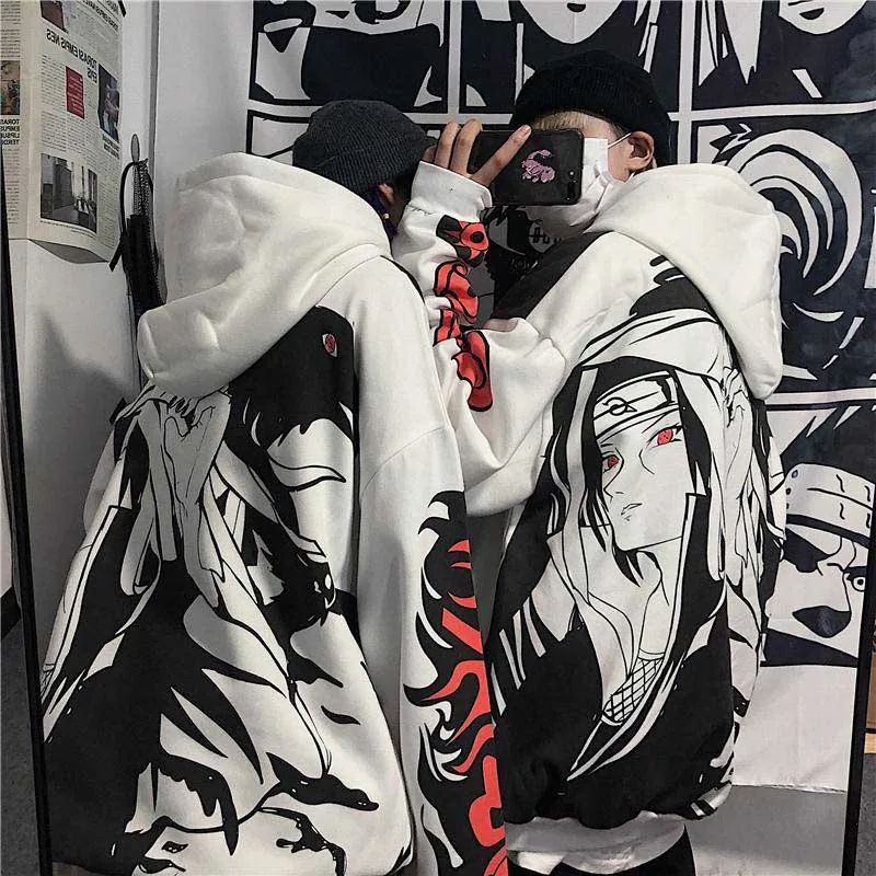  NiceMixAutumn winter Anime Naruto Uchiha Itachi Sharingan Print hoodies Casual thicken warm pullove