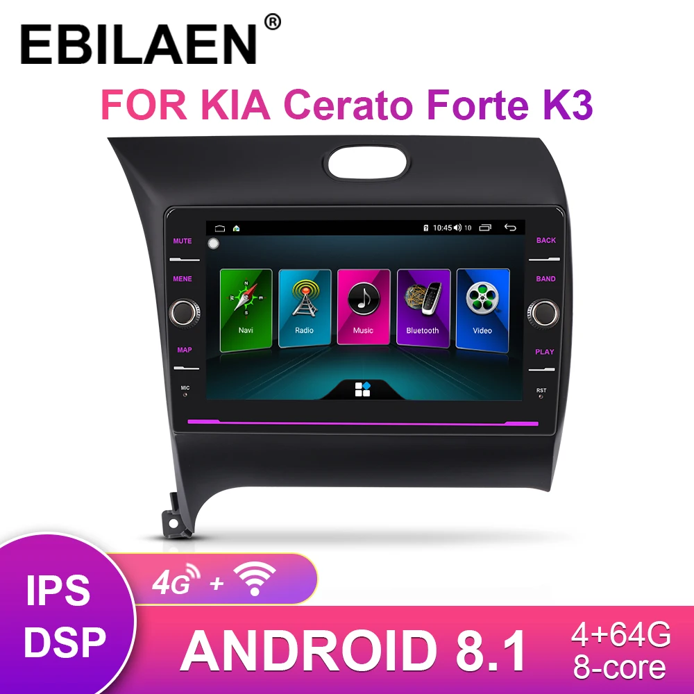 

EBILAEN Car Multimedia Dvd GPS Player For KIA Cerato Forte 2012-2016 2Din Android 8.1Auto Radio Navigation Tape Recorder K3