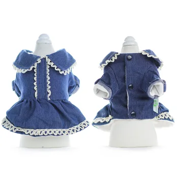 

T Manufacturers Small and Medium-sized Bear Method Bucket Autumn and Winter Corduroy Dog Supplies Pet Denim Skirt Dog Clothes