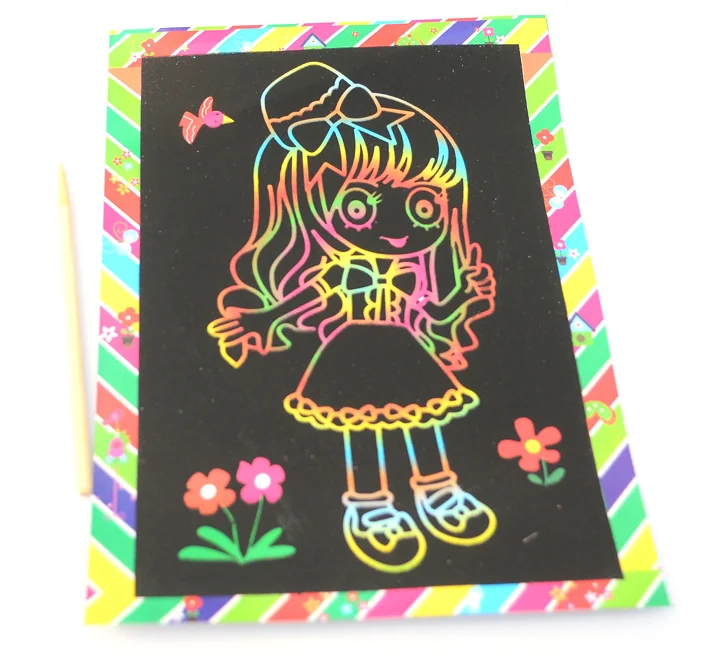 5pcs/lot Magic Scratch Painting Diy Children Drawing Cards Early Educational Learning Creative Drawing Toys