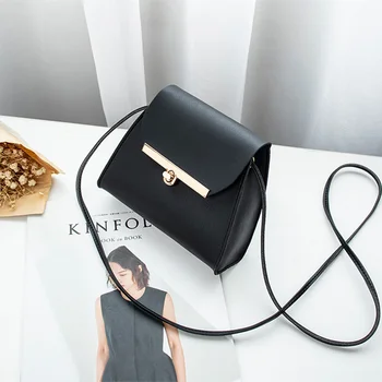

Simple Flap Shoulder PU Leather Bags Women Girls Pure Color Mini Messenger Chest Bag Cross body Handbags