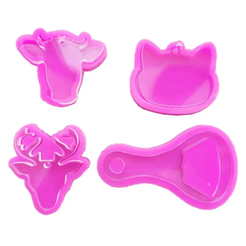 

Handmade Keychain Pendant Resin Casting Mold Dog Tag Cat Cow Deer Fish Bone Shapes Silicone Mold Jewelry Making Tools