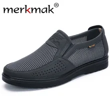 Merkmak/размеры 38-48, мужская повседневная обувь мужские летние туфли на плоской подошве из сетчатого материала, лоферы на толстой подошве, повседневная обувь высокого качества очень удобная обувь