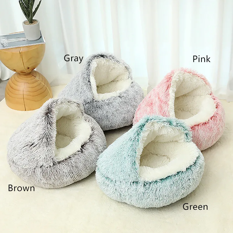 2 in 1 Plush Donut Cuddler Nest Warm Soft Calming Dog Cat Nest Puppy Bed with Cozy Sponge Non-Slip Bottom for pet Small cat Dogs 2