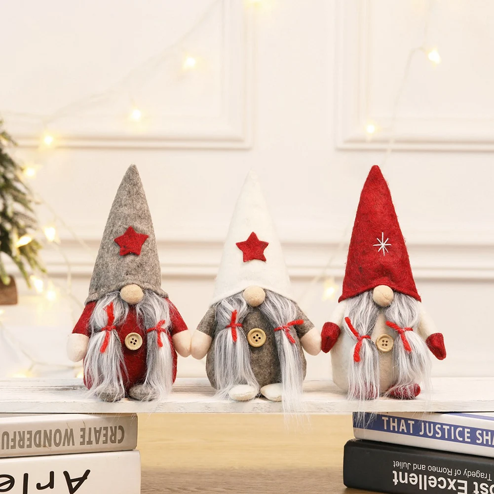 Hot Long Hat Plush Doll Santa Claus Gnome Toy Table Ornaments Xmas Tree Decor Gift