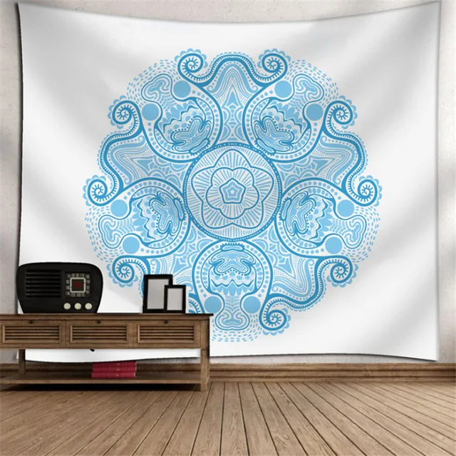 Mandala Printed Boho Home Decor Tapestry Wall Hanging Sheets Beach Towels Picnic Blanket Hippie Macrame Psychedelic Tapestry - Цвет: Зеленый