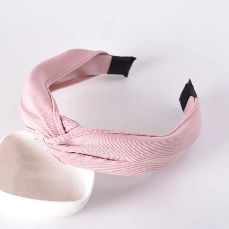 Korean-style INS Online Celebrity Face Wash Large Rims Knot Cross Hair Bands Fabric Solid Color Versatile Headdress Headband Wom