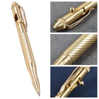 

New Luxury Stainless Steel Brass Business Office Ballpoint Pen School Writing Stationery Ball Pen with key ring Students Gift