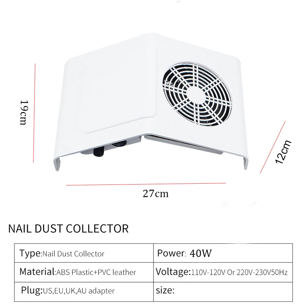 60w 4500rpm Strong Power Nail Suction Duct Collector vacuum cleaner for manicures retractable elbow dust cleaner