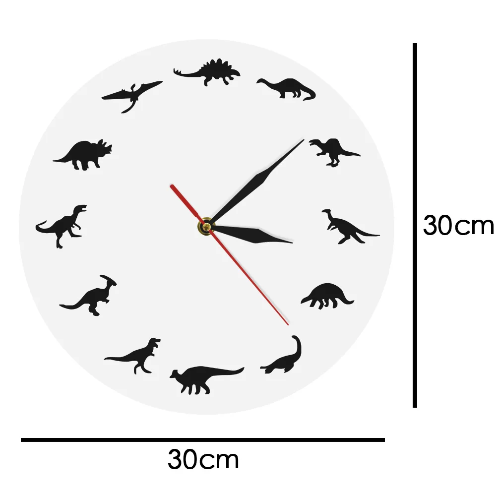 T-Rex Minimalist Design Clock Dinosaurs Breeds Modern Wall Clock Nursery Decor