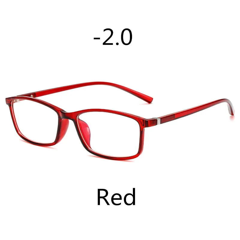 Red-2.0 Elbru Классический анти-синий светильник очки для близорукости для мужчин и женщин близорукие очки-1,0-1,5-2,0-2,5-3,0-3,5-4,0 - Цвет оправы: Red-2.0