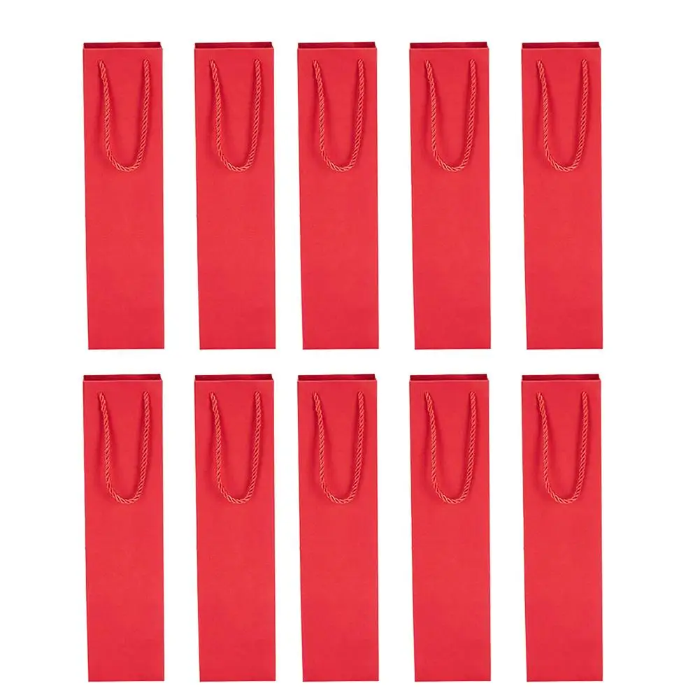 10pcs Wine Gift Bags Wine Bottle Package Paper Bag with Hangle Portable Wine Carrier Wine Holder Tote Bag For Xmas Party Favor - Цвет: Red