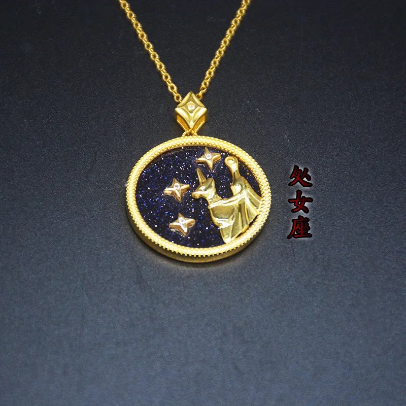 blue Virgo OMHXFC LY02 Европейская мода для женщин подарок на день рождения свадьбу Китайские знаки зодиака 925 пробы Серебряный кулон Шарм - Цвет камня: blue Virgo