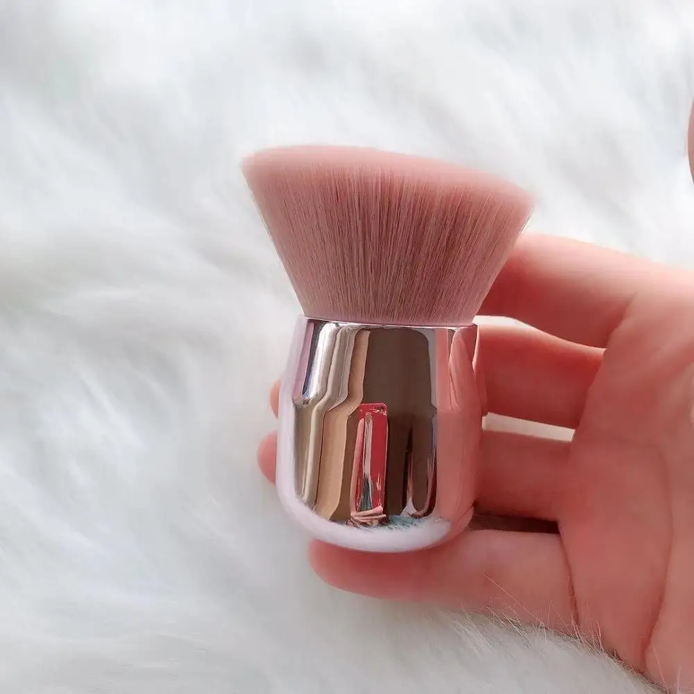 

Luxury Shinny Make up Brush Silver Soft Mushroom Powder Brush Pink Angled Flat Air Kabuki Blusher Makeup Brush