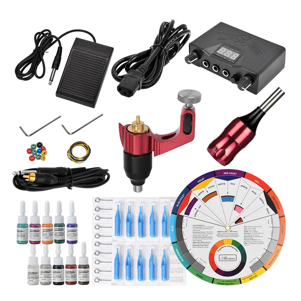 Red Equipamento Tatuagem Tatto Tatouage профессиональный набор инструментов Tatuagem Iniciante Набор татуировок поддержка татуировки - Color: Red