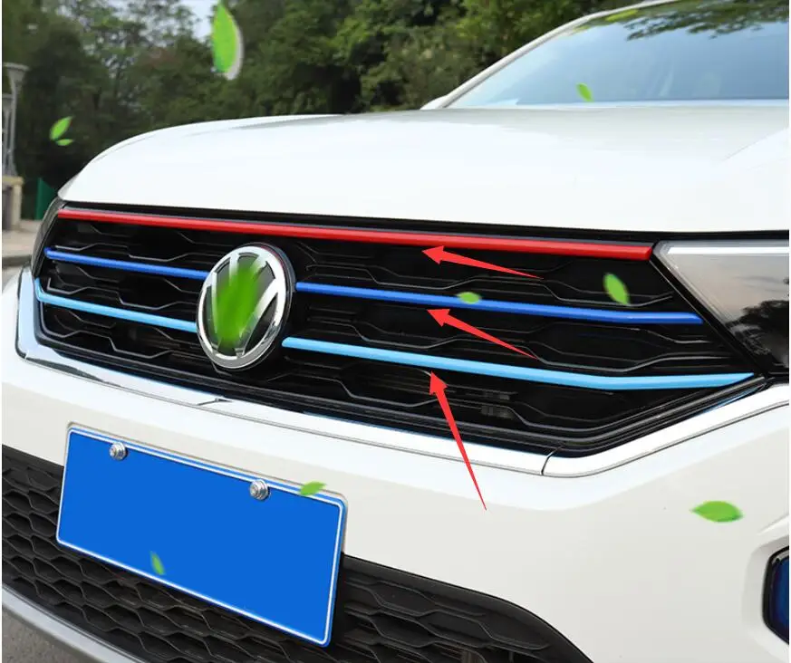Применяется только для Volkswagen T-ROC переоборудована Трехцветная сетка для вставки FAW T-ROC Передняя сетка для вставки Передняя декоративная решетка полосы