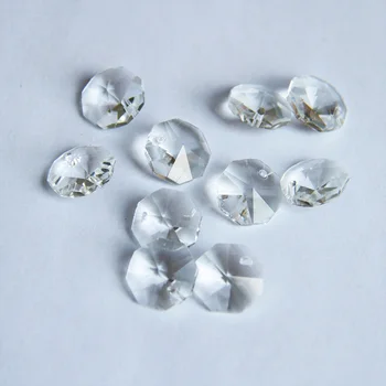

Crystal Glass Transparent Octagonal Beads One Or Two Hole Chandelier Parts For Jewelry Making DIY