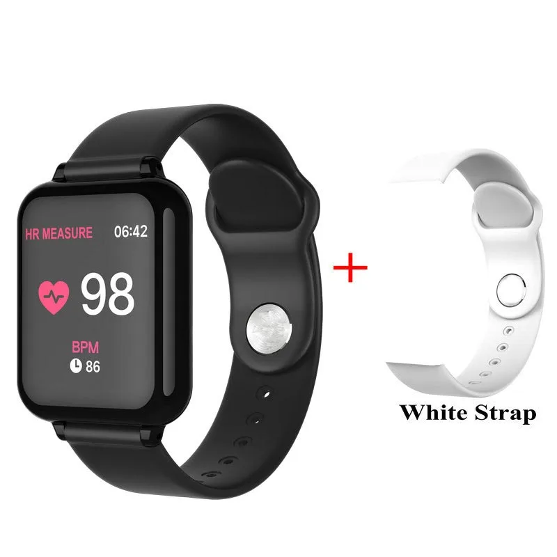 black C add strap c Новинка B57 Смарт-часы браслет IP67 водонепроницаемый монитор сердечного ритма кровяное давление фитнес-трекер для женщин и мужчин спортивные носимые часы - Цвет: black C add strap c