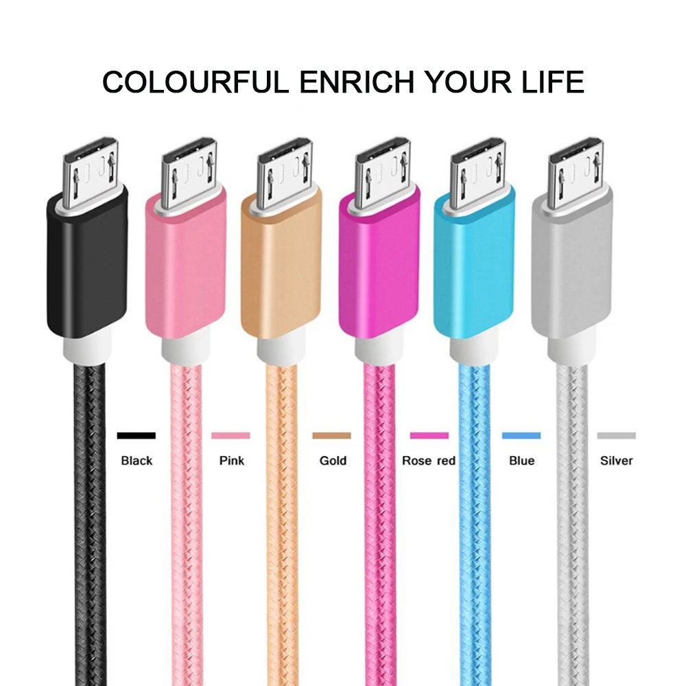 PHOMAX 5 шт микро USB кабель с нейлоновой оплеткой 1 м/2 м/3 м Синхронизация данных