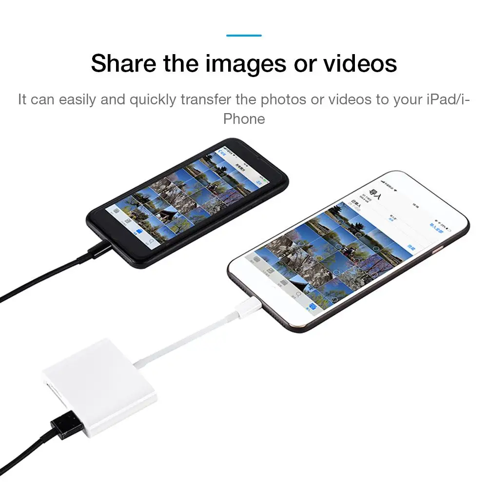 Для iPhone iPad 3 в 1 адаптер USB2.0/SD/TF карта Plug and Play многофункциональная камера Комплект OTG кардридер 3 в 1 TF USB адаптер