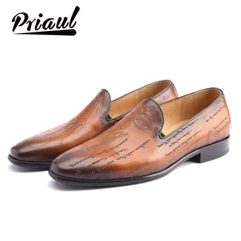 

Loafer Shoes Men Genuine Leather Custom Luxury Office Formal Wedding Party Original Design Vintage Retro Casual Shoes