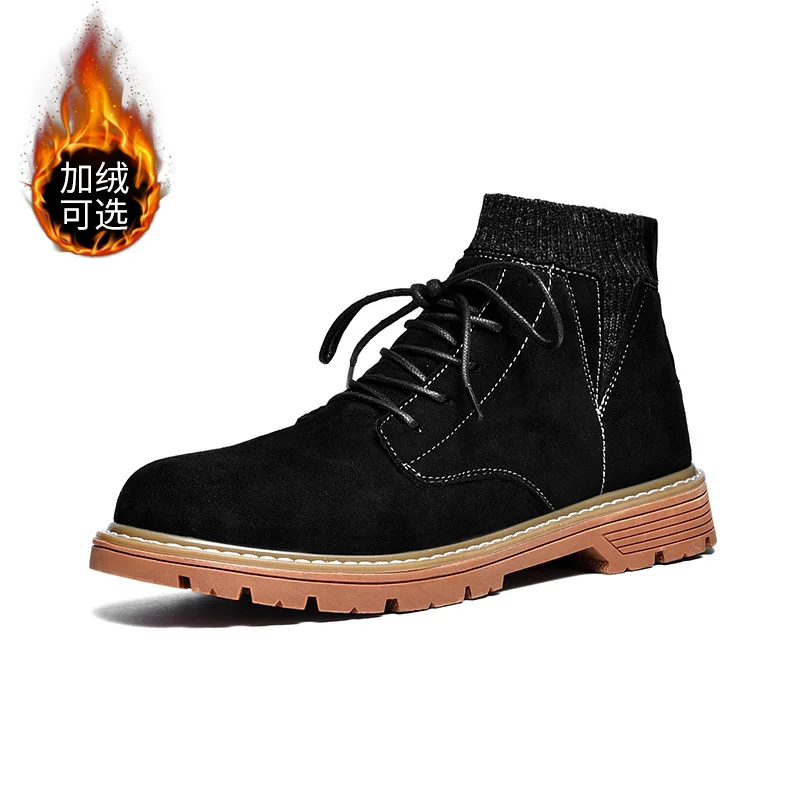 

Socks Martin Boots Men's Autumn & Winter Korean-style-Style Retro Casual Hight-top MEN'S SHOES Genuine Leather Desert Workwear M