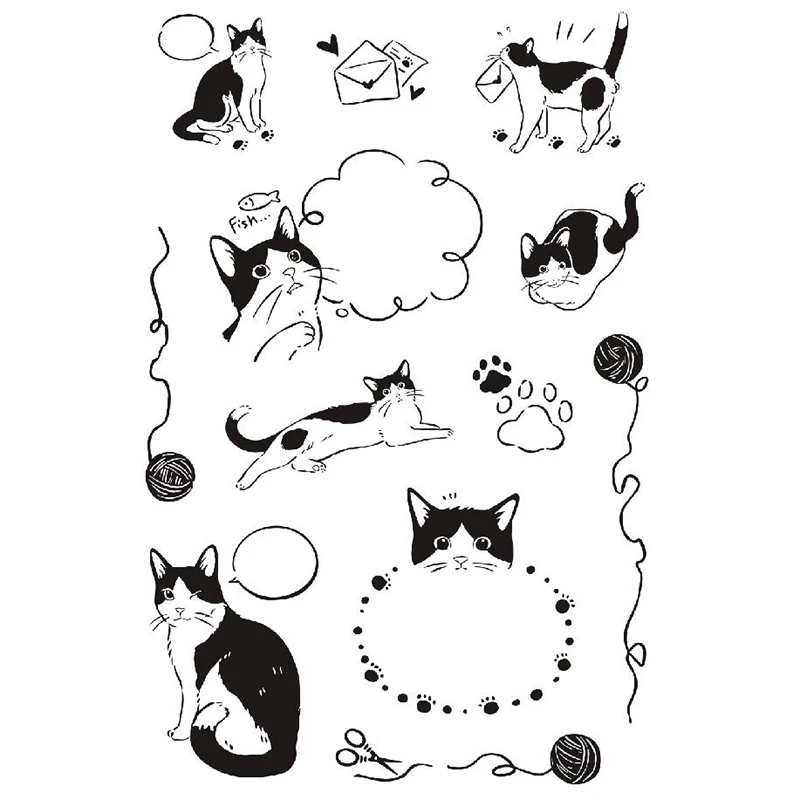 Fun Cats Clear Stamps Scrapbook Decoration Stamps Planner Journal Cat
