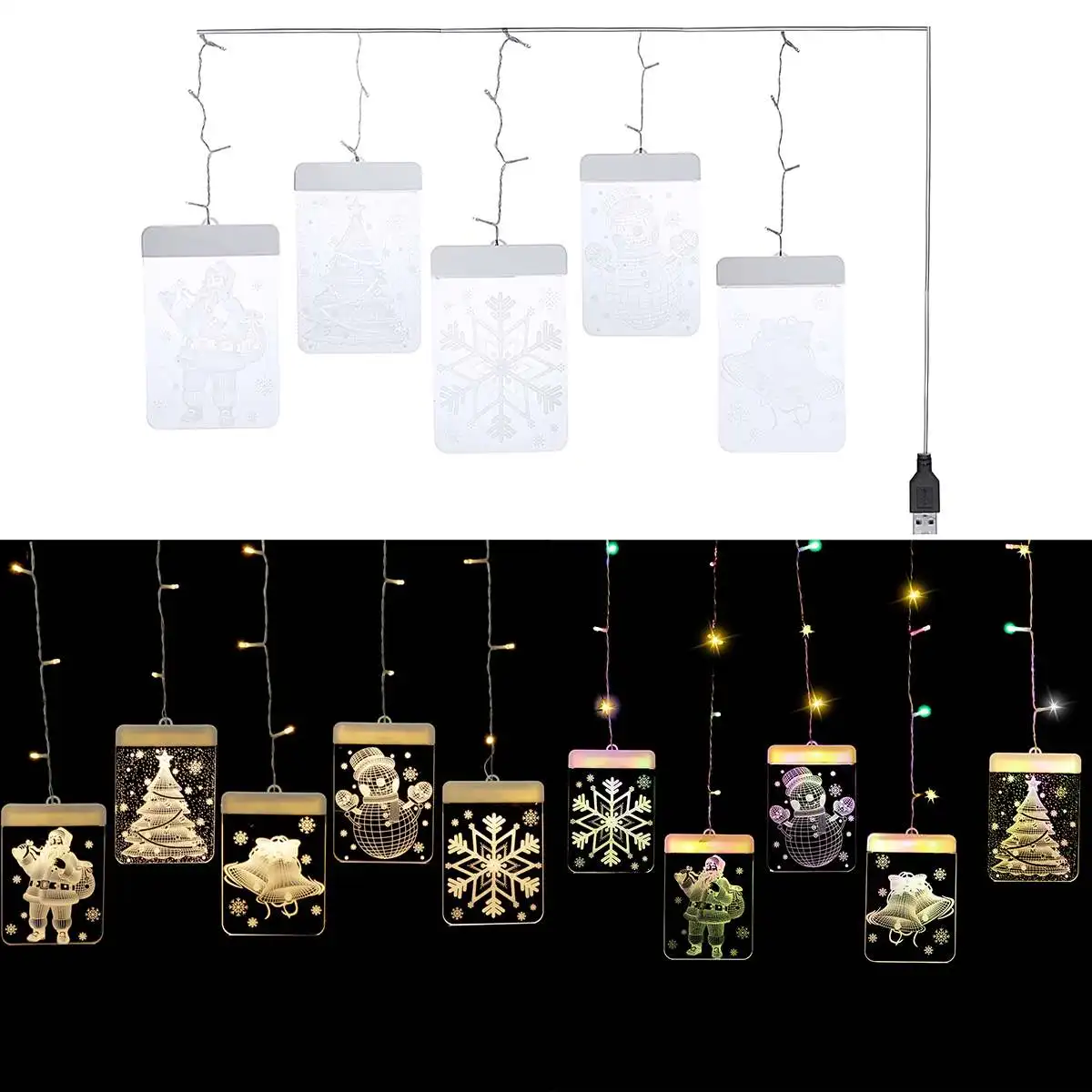 Christmas Decoration-Lamp Curtain-Light USB Colorful Warm White LED Star Light String Fairy-String-Lights