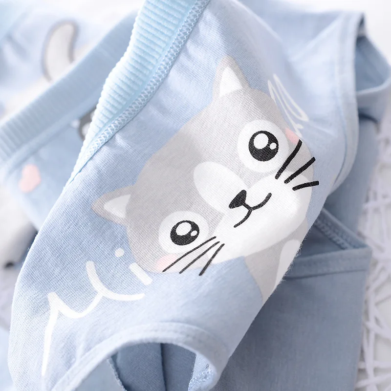 4 шт. трусики для подростков с котом удобное хлопковое нижнее белье девочек