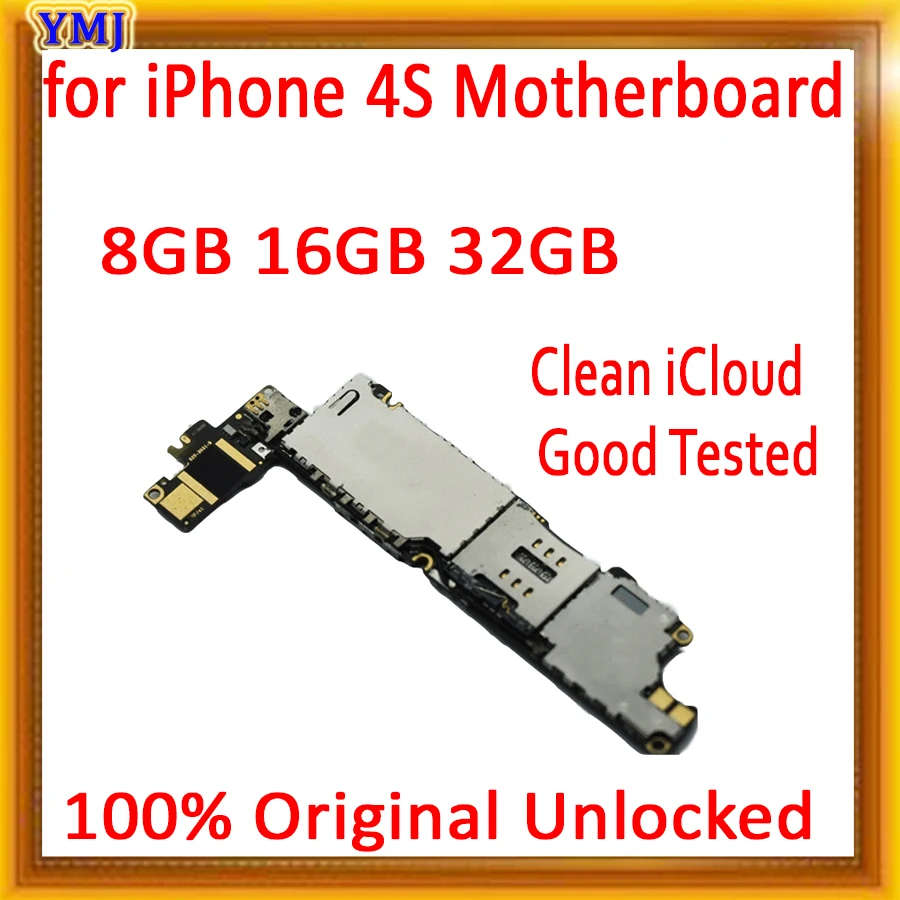 8 ГБ/16 ГБ/32 ГБ с бесплатным iCloud для материнской платы iPhone 4S 100% Оригинал