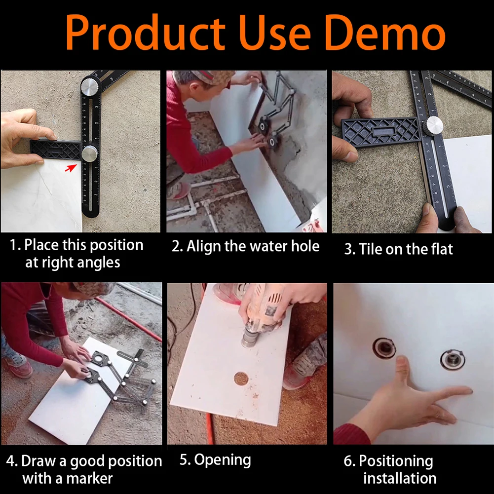 Aluminum Alloy 12 Folding Ruler Tile Opening Locator Mud Tile Shop Paste Floor Tile Glass Universal Hole Punch Hand Tool Aluminum Alloy 12 Folding Ruler Tile Opening Locator Mud Tile Shop Paste Floor Tile Glass Universal Hole Punch Hand Tool