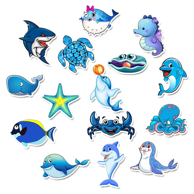 

49Pcs Cartoon Marine life Not repeating Waterproof Stickers for DIY Laptop Phone Suitcase Bicycle Helmet Car Decals Juguetes