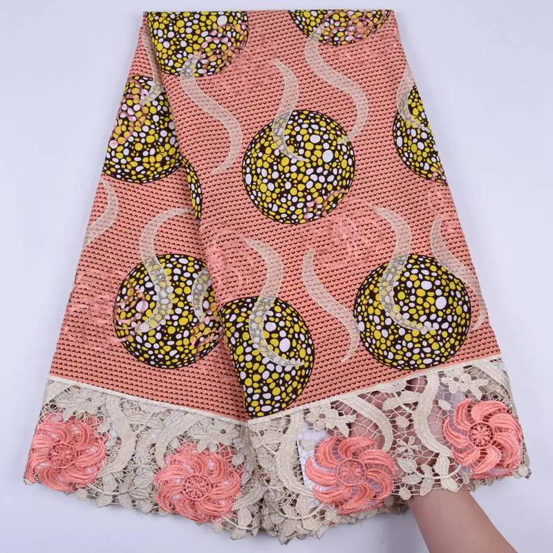 

Latest African Lace Fabric 2019 High Quality Lace Ankara African Polyester Wax Lace Print Fabric Real Wax Fabric For Dress S1295