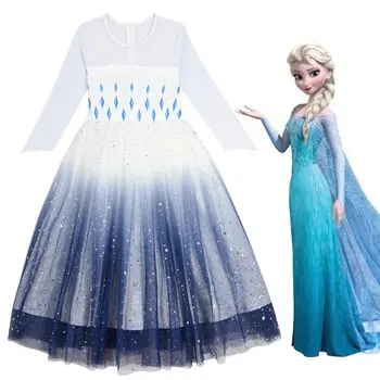 

2020 New Popular Princess Ice Movie 2 Elsa Cosplay Prom Prom Dress Queen Girl Dress Elsa 2 Cosplay Costume Kids Dress