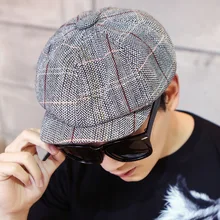 Fashion Classic Winter Warm Men's Cotton Blend Striped Cabbie Newsboy Cap Flat Octagonal Golf Driving Hat Accessories