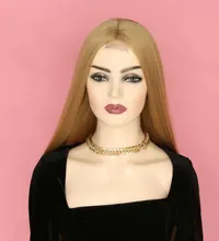 LINNA-peluca larga de encaje sintético para mujer, malla con división, fibra de alta temperatura, rubio miel, Cosplay