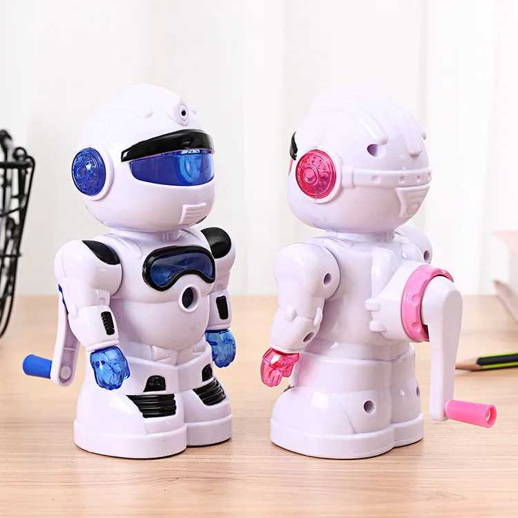 

Manual Hand-cranking Pencil Sharpener With Cute Robot Cartoon Design For Children Kids Students Study School Supply
