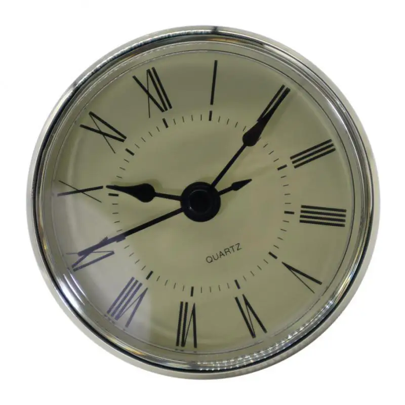 70mm Dial Black Roman Numeral Quartz Clock Insert Movement With Silver Trim Plastic Clock Repair Tools 