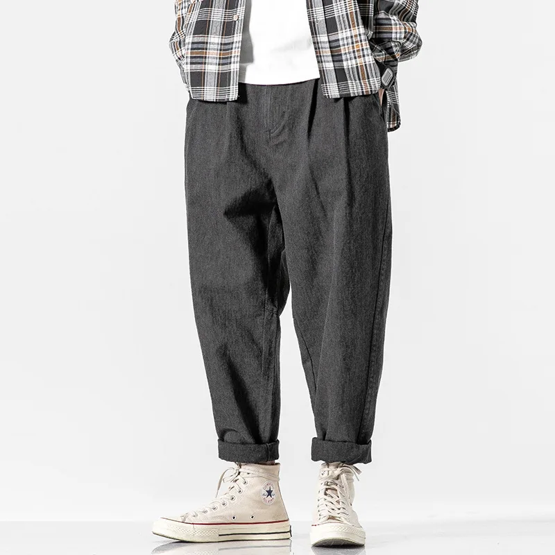 

Luoye luo ye 2020 Spring New Style Japanese-style Origional Straight-Cut Loose-Fit Popular Brand Trousers Solid Color Loose Pant
