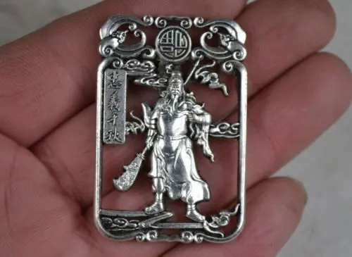 Decoración coleccionable из Китая, Мяо, tallado RU плата, colgante de estatua de Гуань Гун, amuleto, collar de metal, rega