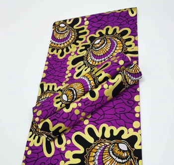 

Golden Print New Fashion Anakra 100% Cotton African Wax Fabric Nigerian Ghana For Dress 6Yards