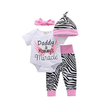

PatPat 4-piece Angle Wing Printed Short Sleeves Bodysuit, Zebra Pants, Hats and Headband Set for Baby Girls 6-9M