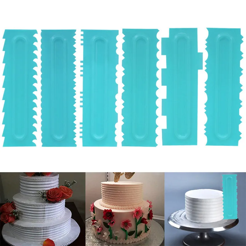 

12 Styles Cake Comb Scraper Smoother Soft modeling Polisher For Cream Decor DIY Fondant Spatulas Cake Decorating Tools