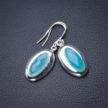 

StarGems Natural Chalcedony Handmade 925 Sterling Silver Earrings 1.5" D6665