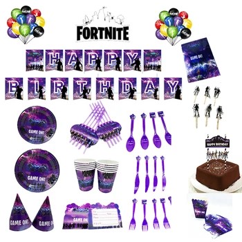 

2020 Fortnite Game Party Kids Birthday Party Decoration Utensils Game Tableware Set Disposable Fortress Night Theme Birthday Set