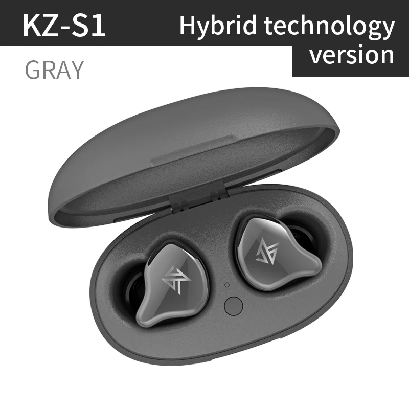 GrayS1Hybird KZ S1/S1D сенсорное управление Bluetooth наушники беспроводные наушники динамические гибридные наушники гарнитура шумоподавление спортивные наушники - Цвет: GrayS1Hybird