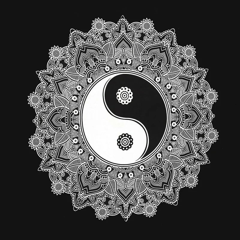Черно-белый гобелен, Yinyang настенный гобелен, гобелен с мандалой, индийский традиционный хлопок с принтом в богемном стиле хиппи E
