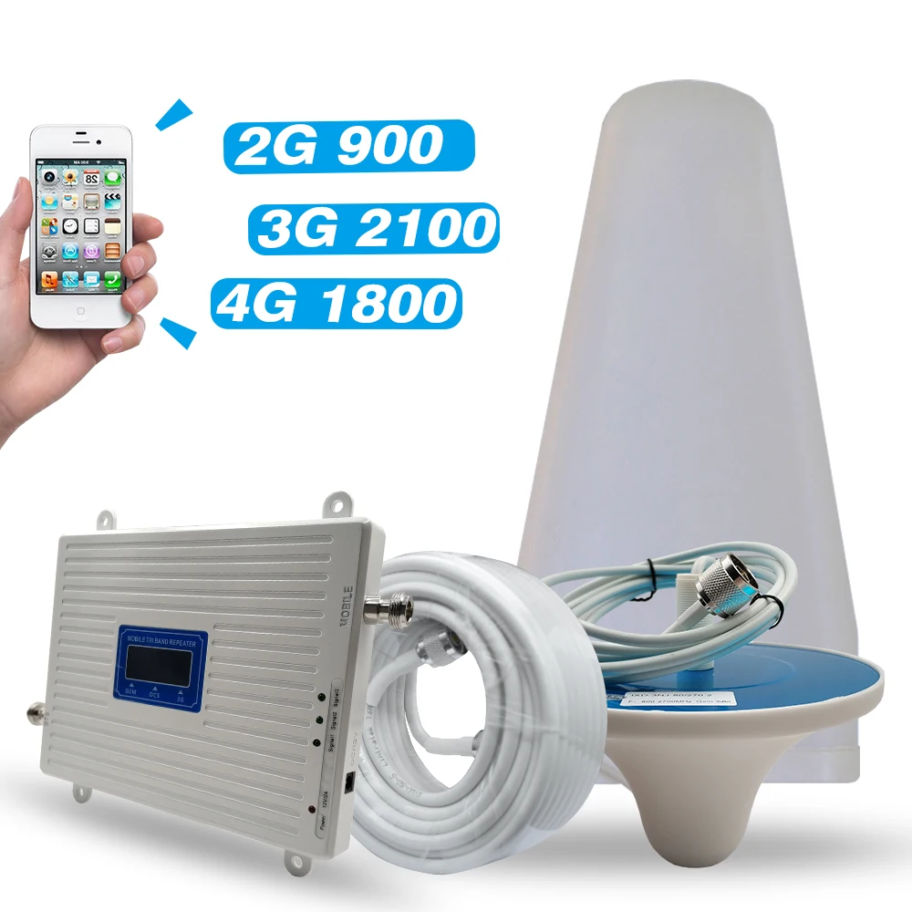 2G 3G 4G сеть GSM 900 + DCS/LTE 1800 UMTS/WCDMA 2100 мобильный ретранслятор сигнала трехдиапазонный