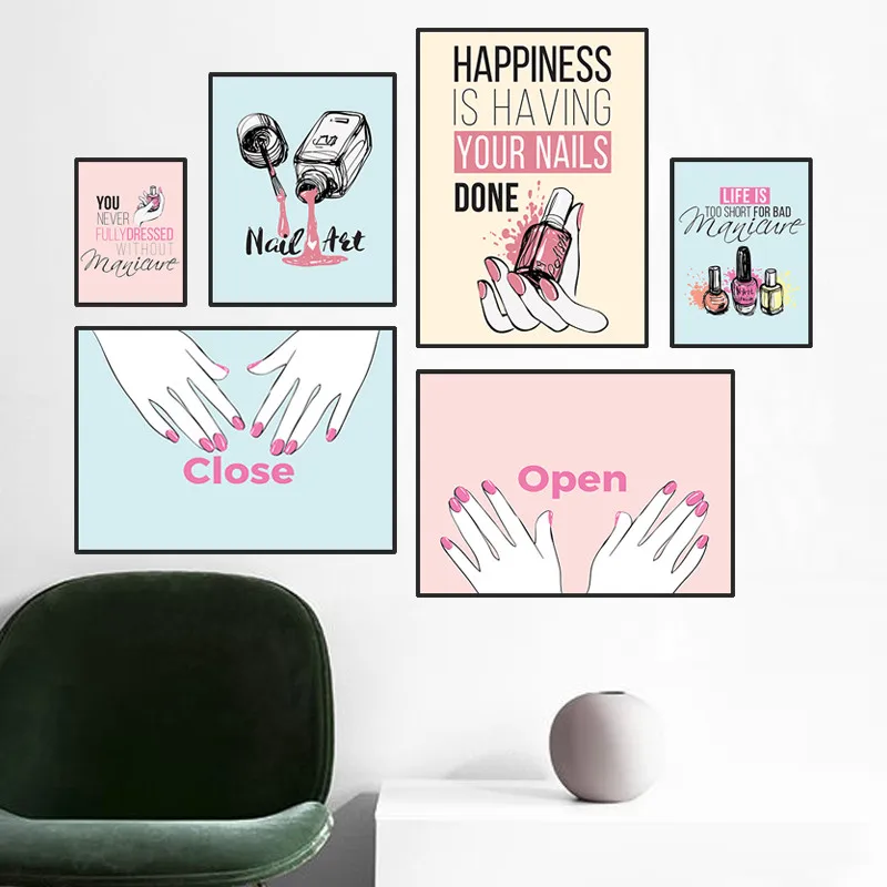 Colorful-Nails-Wall-Art-Canvas-Painting-Makeup-Art-Posters-And-Prints-Nails-Art-Quote-Girl-Room (3)