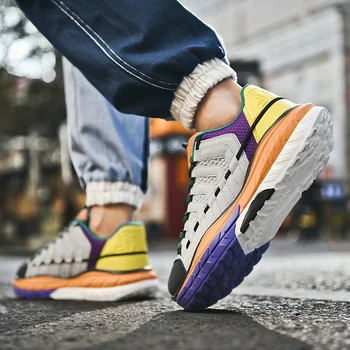 

New Spring Breathable Leather Sneakers For Men Shoes Lightweight Outdoor Walking Sport Shoes Soft Outsole Size 37-44